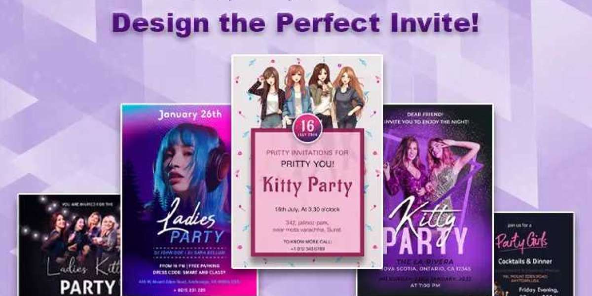 Digital Kitty Party Invitation Card Template